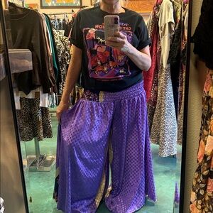 Vibrant Purple Patterned Wide-Leg Pants